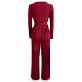 thumbnail image 5 of SRZYMJ Womens Jumpsuit Elegant Women's Long Sleeve Square Neck Belted Wide Leg Jumpsuit Comfortable Daily Wear Outfit, 5 of 5