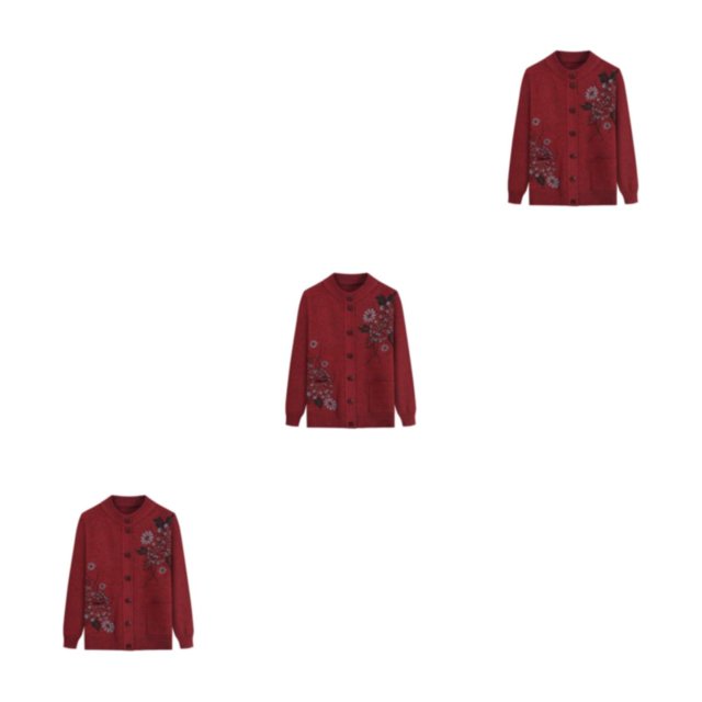 Thinsony Polyester Middle-Aged And Elderly Sweater Warm And Comfortable To Wear Exquisite Workmanship red 3Set