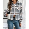 thumbnail image 6 of Zeagoo Shacket Women Cropped Flannel Plaid Button Down Jacket Houndstooth Casual Fall Fashion Coats, 6 of 7