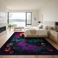 thumbnail image 3 of ODIKA 9'x12' Washable Area Rug Halloween Eerie Spooky Bats Gothic Skull Frame for Great Room, Indoor Concept, Large Living Low Pile, Flatwoven, 3 of 7
