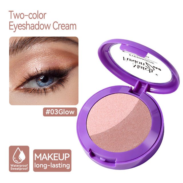 Sombra de ojos doble color 5g Natural Resistente al agua. Aplica el color sin manchar.