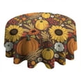 thumbnail image 4 of Fall Pumpkins Sunflowers Autumn Pattern Round Tablecloth 60" X 60",Wrinkle Wipeable Table Cloth for Kitchen Dining Room Picnic Patio Party, 4 of 6