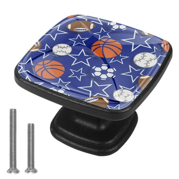 4 Pcs Cabinet Handle Drawer Pulls Basketball Tennis Ball Knobs with Screws Square Furniture Office Cabinet Knob Decoration