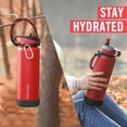 thumbnail image 4 of Life's Easy - Straw Lid Bottle with Paracord Carabiner Handle Carrier, Silicone Sleeve, 40 oz. Insulated Flask for Hot and Cold Drinks (40oz, Red), 4 of 10