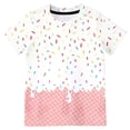 thumbnail image 4 of Tisuna Stylish Tops For Girls Boys Child Ice Cream Print Short Sleeve Crew Neck Shirts Fashion Casual Toddler Kids Summer Outfits White Size 6-7 Years, 4 of 6