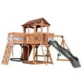 thumbnail image 2 of Backyard Discovery Sterling Point Cedar Wood Swing Set, Slide, Clubhouse, Wooden Bridge, 2 of 12
