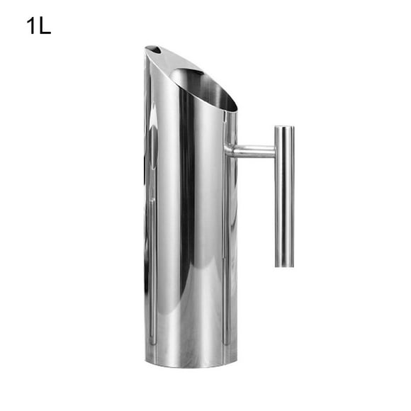Wweixi Water Pitcher Stainless Steel Cold Tea Jug Handle Coffee Handle Tea Jug Drink Pot for Pub Restaurant, S, 1L