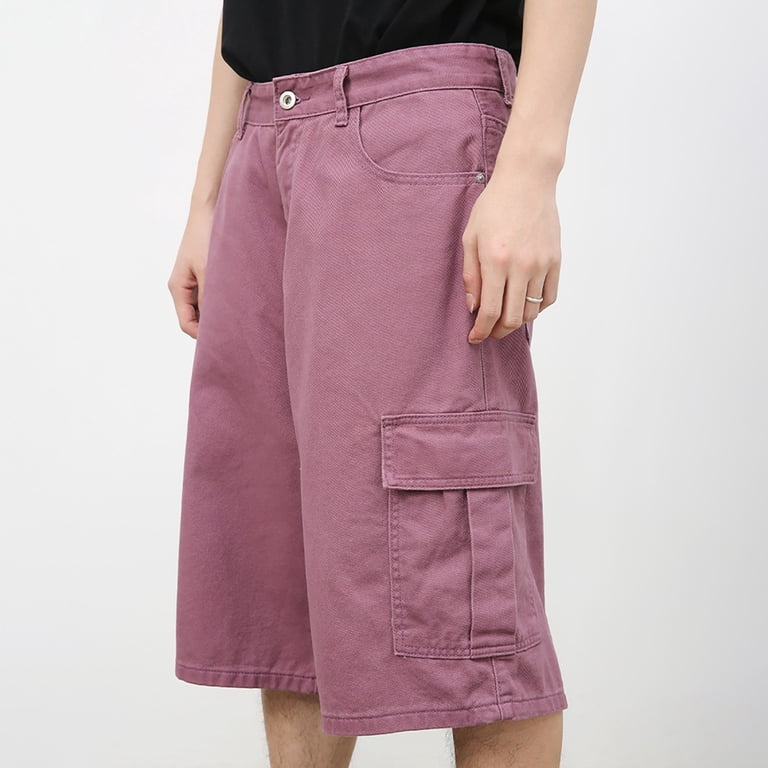 XDZJLR Mens Shorts Baggy Jeans Jorts Fit Solid Color Fashion