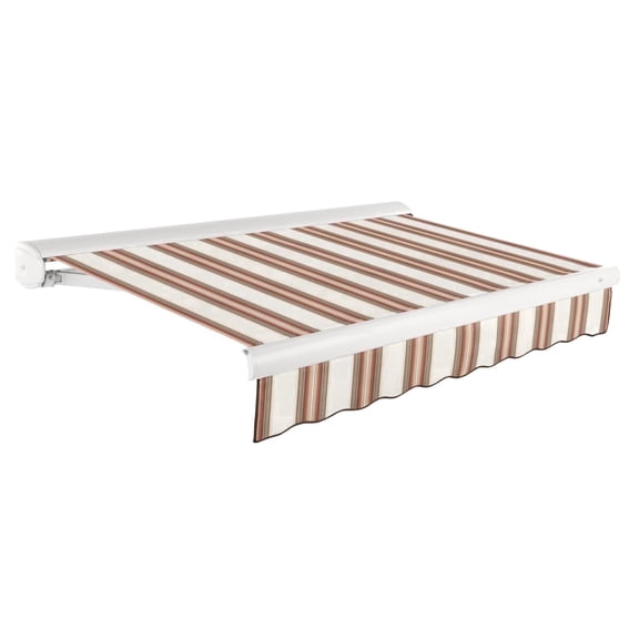Awntech 18 Ft Key West Manual Heavy Duty Patio Retractable Awning with Cassette (216in x 9.38in x 120in), Brown/Tan/Terracotta Multi