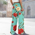 thumbnail image 5 of 2025 Women's Boho Palazzo Pants - High-Waisted Cotton Linen Wide Leg Trousers with Pockets (Floral Print & Retro Loose Fit for Summer), 5 of 9