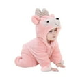 thumbnail image 2 of Unisex Hooded Romper Snowsuit Boys Girls Flannel Jumpsuit Winter Coat Animal Hooded One-Piece Homewear, 2 of 6