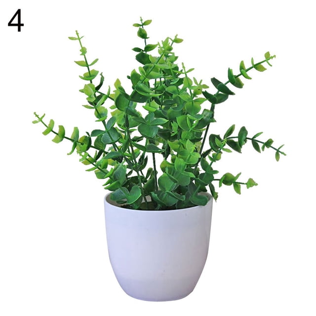 2 Pcs Fresh Artificial Foliage Plant Potted Bonsai Wedding Party Mall Desktop Decor(Type 2)