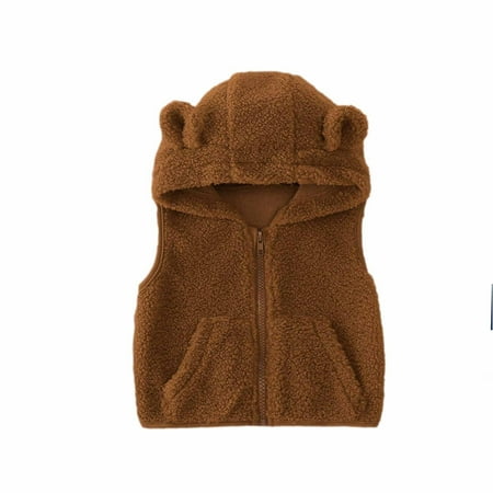 

Funicet Toddler Polar Fleece Sleeveless Vest Jacket Sherpa Hoodies Cute Bear Sweater Zipper Warm Fall Winter Outwear