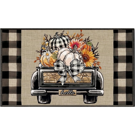 Fall Door Mat Outdoor Entry Welcome Mat Rug for Front Door Non-Slip Backing Doormat Autumn Entryway Rug Decor Fall Decorations for Home Porch