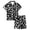 Black-2, variant on Halloween Pjs Tween 2Pcs Soft Breathable Silk Satin Pajamas Set Short Sleeve Button-Down Sleepwear Lounge Clothes