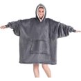 thumbnail image 1 of (Grey)Wearable Blanket Hoodie, Oversized Sherpa Blanket Sweatshirt with Hood Pocket and Sleeves, Super Soft Warm Plush Hooded Blanket for Adult Women Men, O, 1 of 5