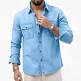 thumbnail image 5 of Vetsdori Pockets T-Shirts for Men Winter Outdoor Button Down 1/4 Zipper Collar Casual Plain Mens Shirts Long Sleeve, 5 of 8