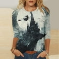 thumbnail image 5 of Women's Halloween Shirt 3/4 Sleeve Crew Neck Vintage Fall Tee Casual Witch Printed Holiday Tops, 5 of 5