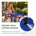 thumbnail image 5 of Round Outdoor Tablecloth with Umbrella Hole and Zipper, Blue Gnomes Christmas Fitted Table Cover with Elastic Edge for 36-44 Inch, Snowflake Xmas Poinsettia Waterproof Patio Tablecoths for Picnic, 5 of 9