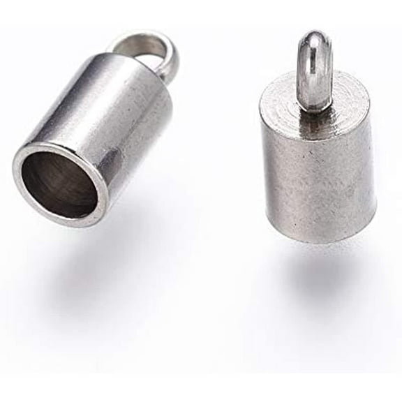 100pcs Stainless Steel Cord Ends Leather Cord End Caps Cord 3mm Inner Diameter End Caps Terminators Cord Finding for Jewelry Making Kit