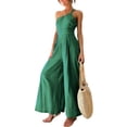 thumbnail image 4 of Franhais Women High Waist Romper, Sleeveless Off-Shoulder Neck Solid Color Wide-Leg Trousers, 4 of 9
