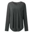 thumbnail image 3 of Hunpta Woman Fashion Casual Solid Color V Neck Loose Casual Long Sleeve Pocket T Shirt, 3 of 4