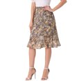 thumbnail image 4 of Faldas Midi Florales de Verano Ruffle de Cintura Alta Fluidas A-Line Longitud de Rodilla XS Gris, 4 of 6