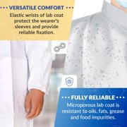 White Disposable Lab Coats, Microporous Zipper Front, 10 Count, Medium