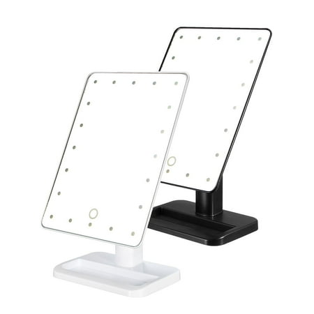 LuckyFine Coating Touch Screen Cordless LED Lighted Movable Vanity Makeup Mirror With 20 Bright LED