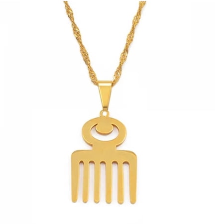 African Symbol Pendant Necklaces 14k Yellow Gold Material Adinkra Gye Nyame Ethnic Jewelry