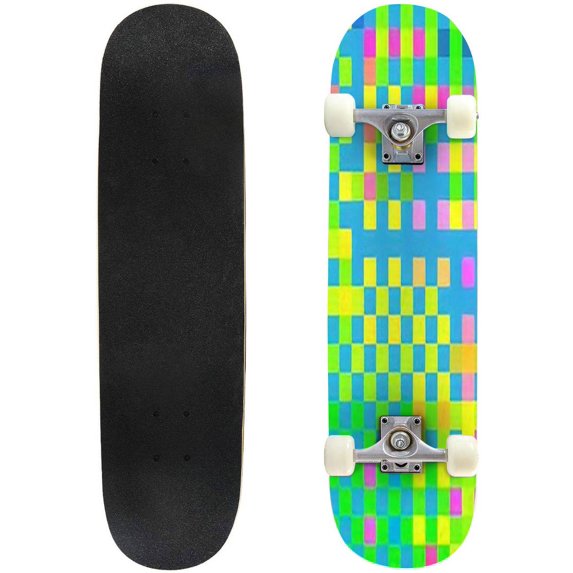Abstract mosaic multicolor checkered background Mosaic tiles of Outdoor Skateboard Longboards 31"x8" Pro Complete Skate Board Cruiser