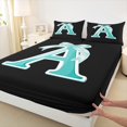thumbnail image 3 of Manfei Initial A Letter Twin Sheet Sets for Kid, Princess Cyan Bowknot Twin Fitted Sheet, Kawaii Cute Cartoon Flat Sheet, Breathable Home Decor, 3pcs, 3 of 7