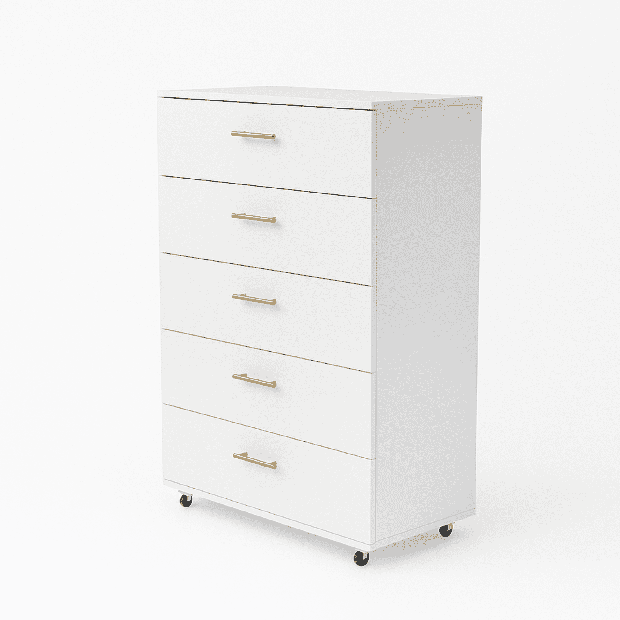 5 Drawer Dresser for Bedroom,Modern Wood Storage Cabinet with Gold Handles,Tall Chest of Drawers for Living Room,Hallway,Entryway,White