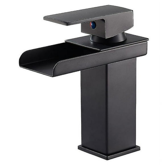 Fine Copper Four-sided Basin Faucet, Black Paint Wide Mouth Waterfall Faucet, Bathroom Sink, Hot And Cold Mixer Faucet