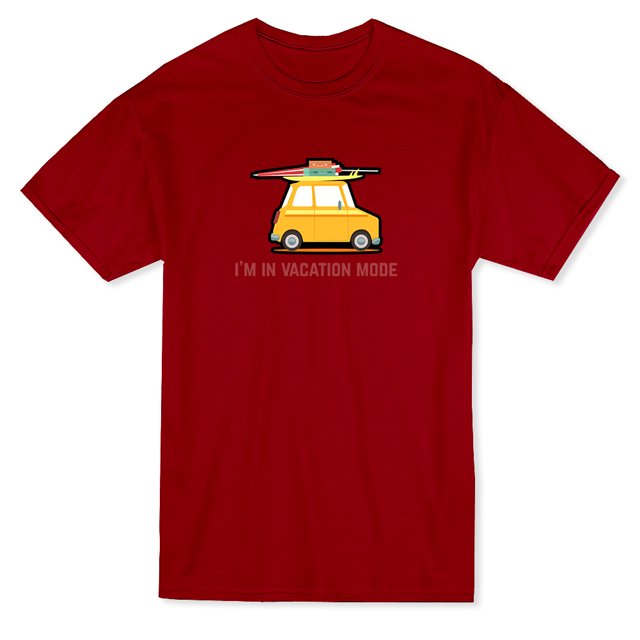 T-shirt Rouge Cardinal pour Hommes avec Citation Graphique "Je Suis en Mode Vacances"