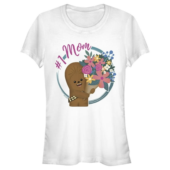 Junior's Star Wars Mother's Day Chewbacca #1 Mom Graphic Tee White Medium
