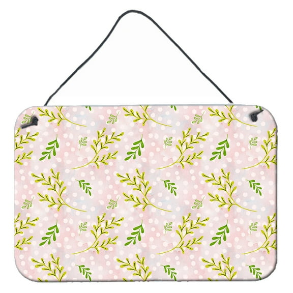 Carolines Treasures BB7480DS812 Watercolor Leaves Pink Wall or Door Hanging Prints 8x12 multicolor