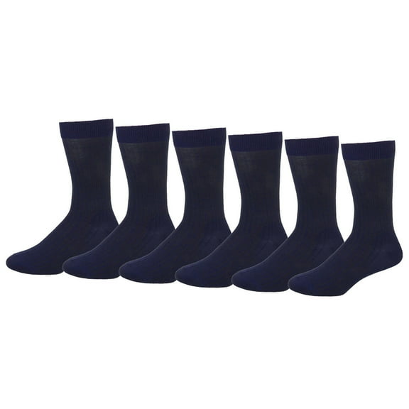 Falari Men's Casual Polyester Crew Socks, Navy (6/12 Pack)