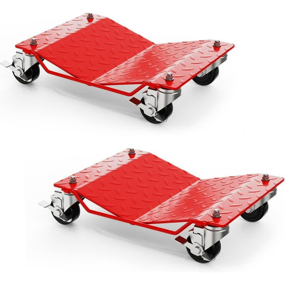 Wheel Dolly Set of 2, Heavy-Duty Cart, 3000LBS Heavy-Duty with Brakes for Moving Cars, Trucks, Trailers, Motorcycles, and Boats