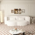 thumbnail image 6 of Miniyam Floor Sofa with 2 Pillows, Convertible Teddy Fabric Foam-Filled Sleeper Sofa Bed, Beige, 6 of 10