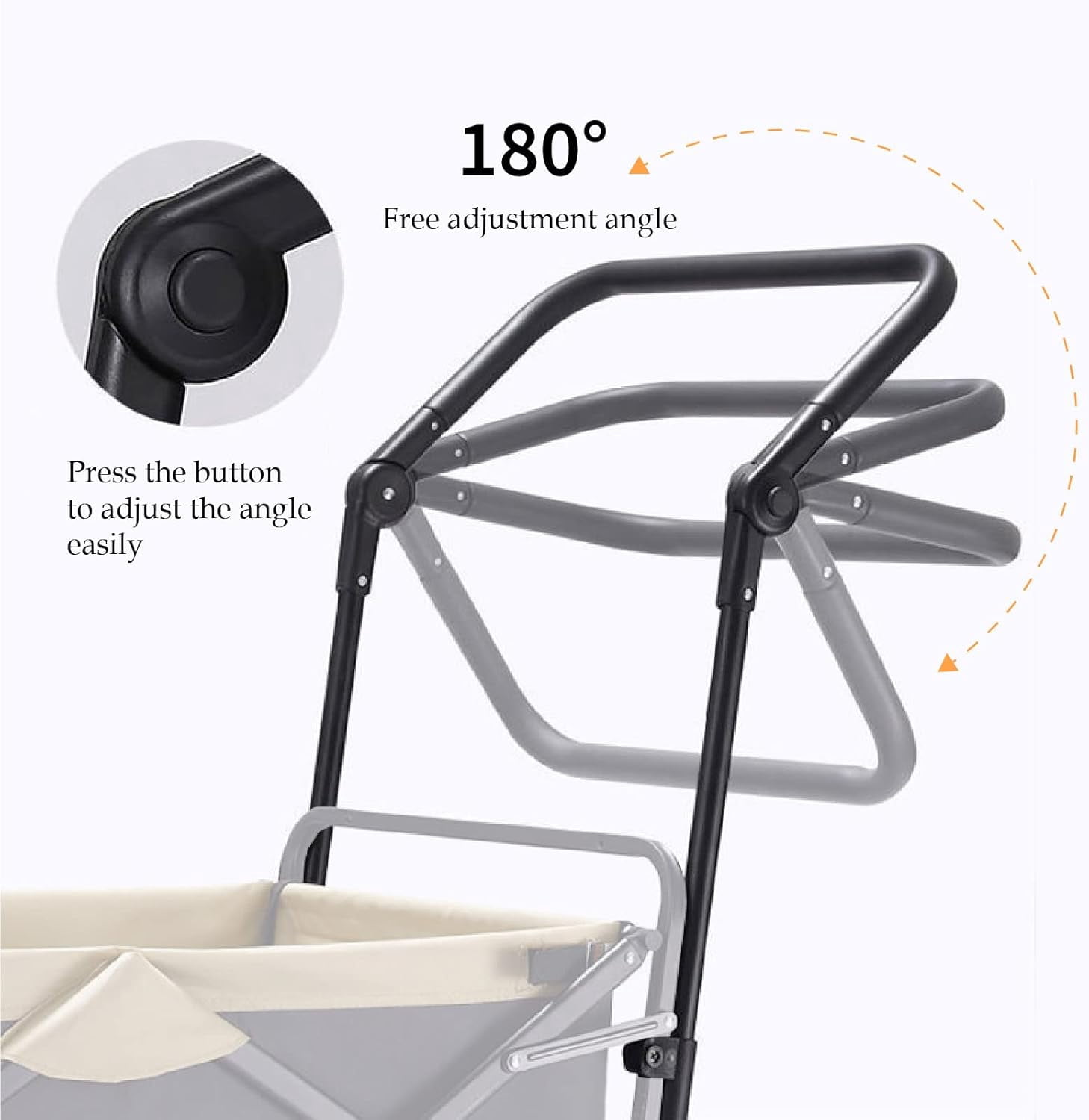 Universal Folding Wagon Push Handle Attachment (20 7/8 Inch/53 cm Outer Width and 19 5/8 Inch/50 cm Inside Width)-Adjustable Push/Pull Bar for Garden Carts,Can be Fixed on 0.6in/1.5cm Square Tube