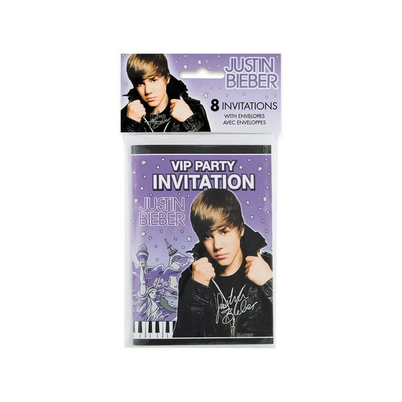 Justin Bieber Invitations pour la Fête (Pack de 8)