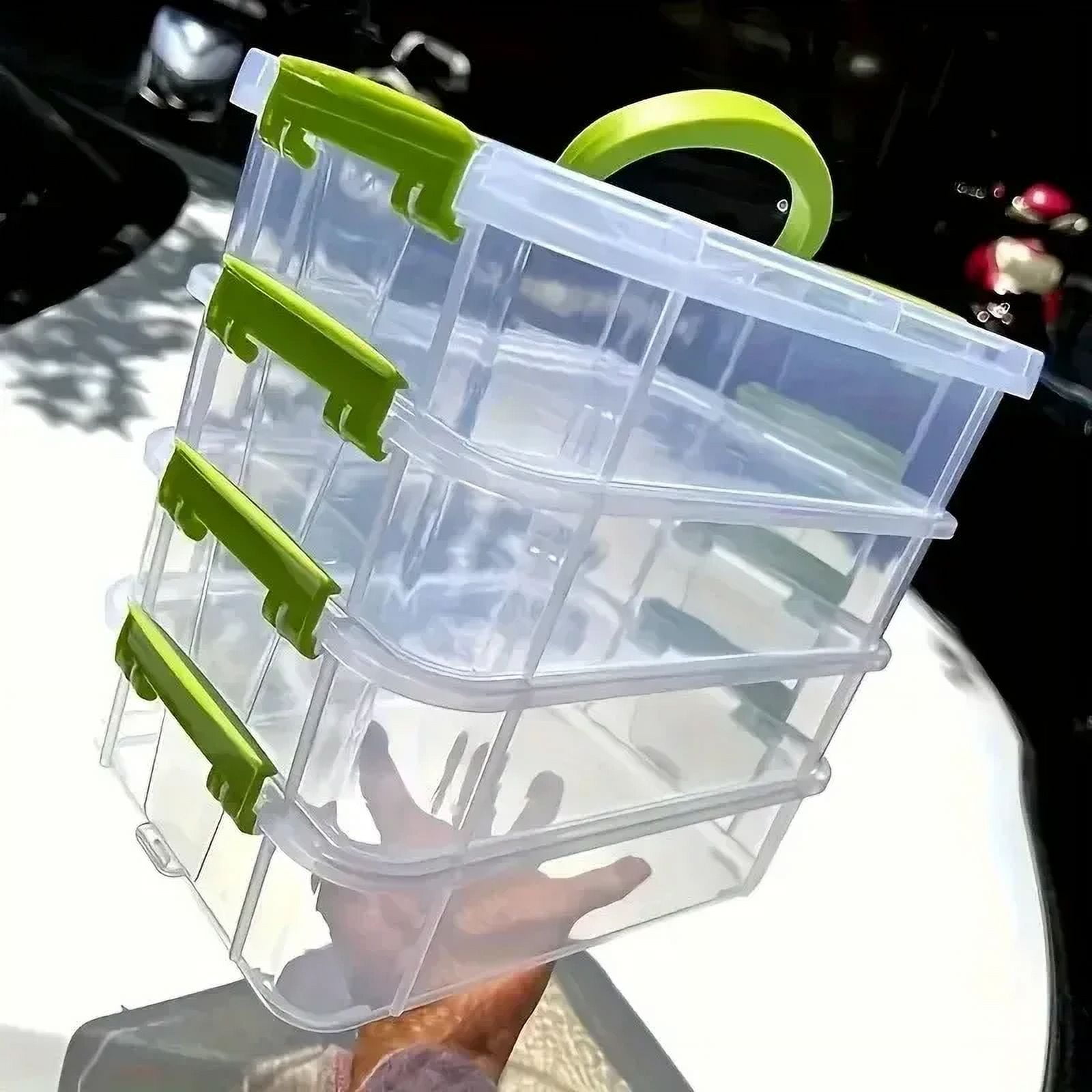 Extra Large 4-Tier Stackable Storage Box with Lid Clear Plastic Organizer Toy Building Block Storage Box
