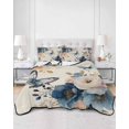 thumbnail image 2 of Quilt King Size Bedding Set, Vintage Blue Floral Reversible Summer Quilt 3 Pieces, Butterflies Watercolor Flower Linen Lightweight Bedspreads Coverlets with 2 Pillow Shams for All Seasons, 2 of 5