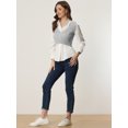 thumbnail image 2 of Chaleco Corto de Punto para Mujer Allegra K Camisetas sin mangas de Punto con Cuello En V gris L, 2 of 5