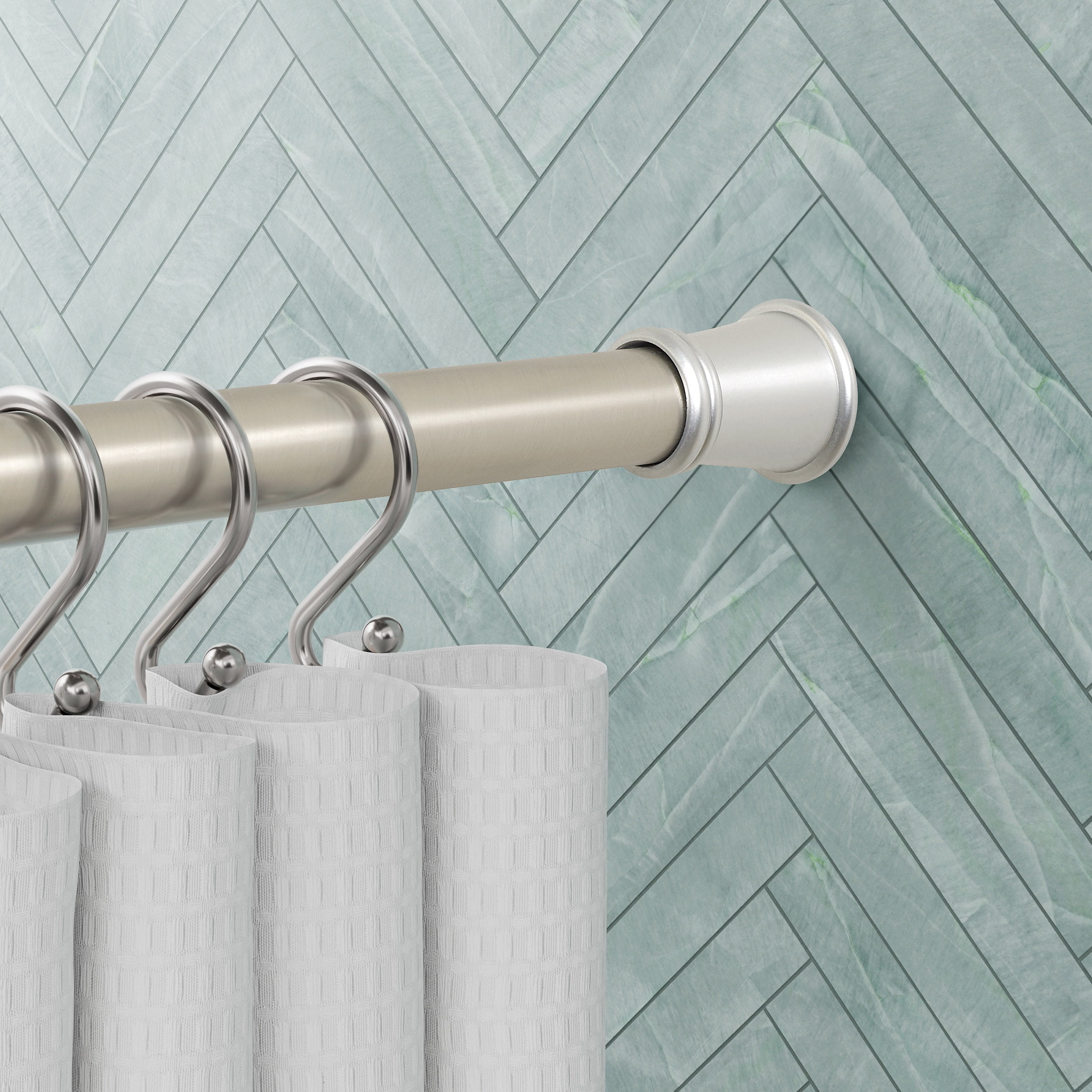Zenna Home 26" to 76" Adjustable Tension Shower Rod, Brushed Nickel