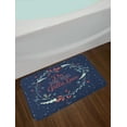 thumbnail image 2 of Quote Bath Mat, Romantic Floral Wreath with Laurel Leaves Loving Wishes Calligraphy Vintage, Non-Slip Plush Mat Bathroom Kitchen Laundry Room Decor, 29.5 X 17.5 Inches, Navy Mint Green Red, Ambesonne, 2 of 2