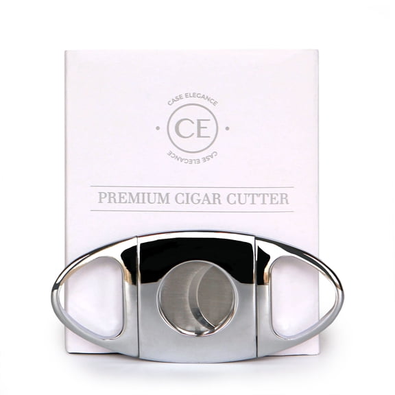 Classic Cigar Cutter Stainless Steel Sharp Guillotine Blades with Polished Chrome by Case Elegance