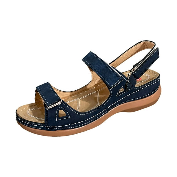 Agkizg Summer Women Sandals Thick Soles Slide Sandals Casual Slippers Open Toe Beach Sandals Comfortable Shoes Blue, Size 7