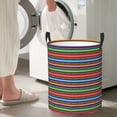 thumbnail image 5 of Daiia Mexican Leopard Serape Blanket Stripes Pattern Round Laundry Basket with Handles Thickened Waterproof Circular hamper,Dirty Clothes Storage Basket for Bedroom,Bathroom,College Dorm-, 5 of 6